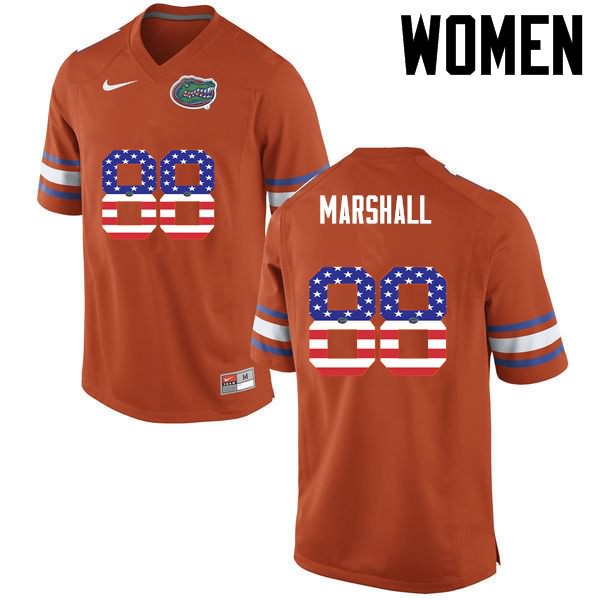 NCAA Florida Gators Wilber Marshall Women's #88 USA Flag Fashion Nike Orange Stitched Authentic College Football Jersey VUU7464YQ